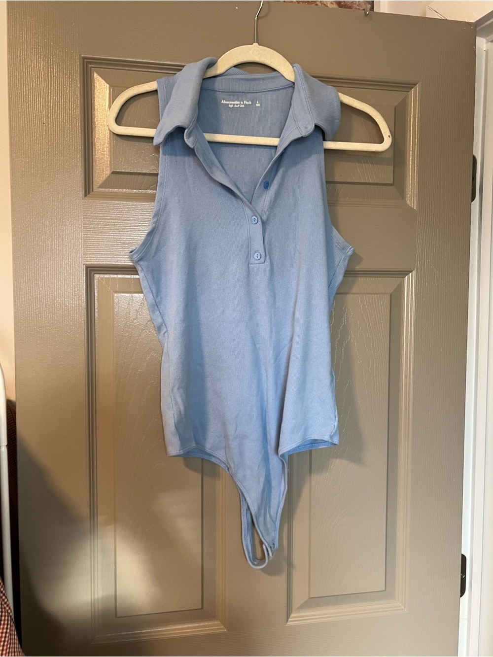 Abercrombie & Fitch Light Blue Sleeveless Polo Bodysuit